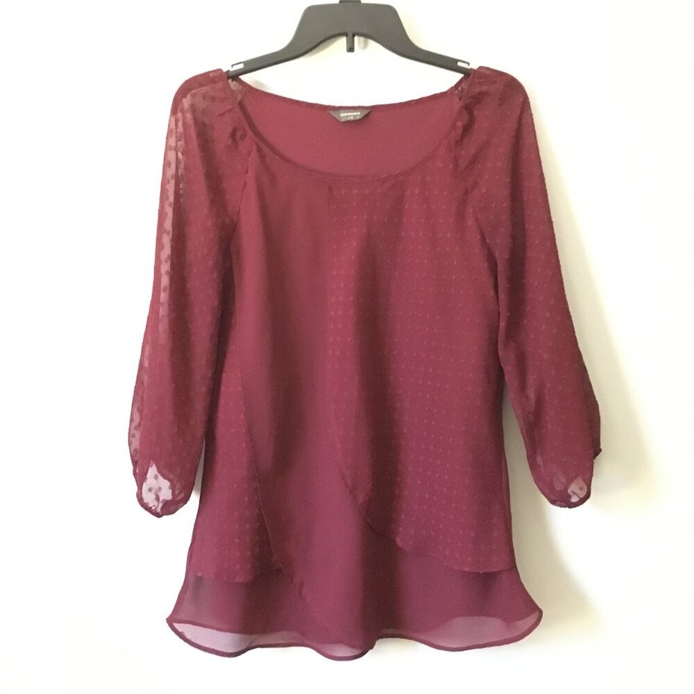 Vamp Red Multilayered Swiss Dot Fantasy Top Whimsigoth - L